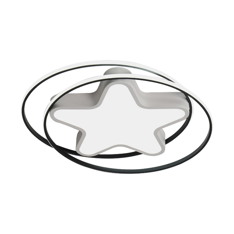 Modern Acrylic Star Flush Ceiling Light LED Flush Mount Fixture in Warm/White Light - White Ring