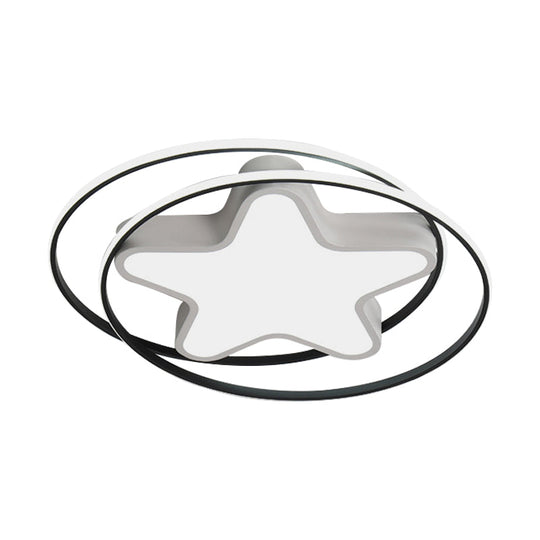 Modern Acrylic Star Flush Ceiling Light LED Flush Mount Fixture in Warm/White Light - White Ring