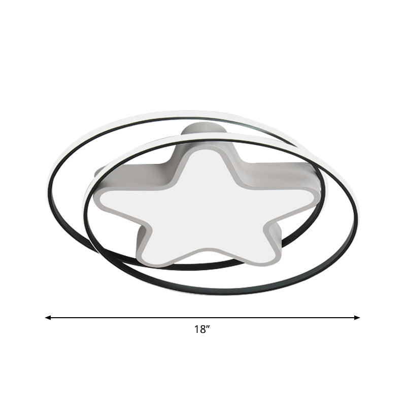 Modern Acrylic Star Flush Ceiling Light LED Flush Mount Fixture in Warm/White Light - White Ring