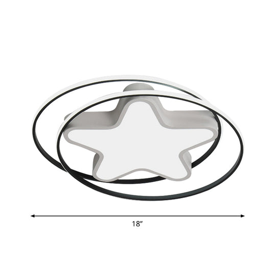 Modern Acrylic Star Flush Ceiling Light LED Flush Mount Fixture in Warm/White Light - White Ring