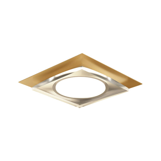 Modern Black/Gold LED Ceiling Light for Hallway - Metallic Geometric Flush Mount with Warm/White Illumination