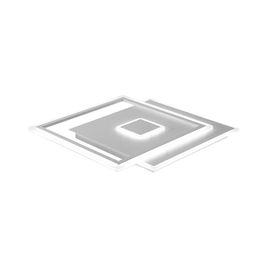 Nordic Square Ceiling Lamp in Black/White, Clear Glass LED Bedroom Light Fixture, 16.5"/20.5" Width, 7-Day Customization