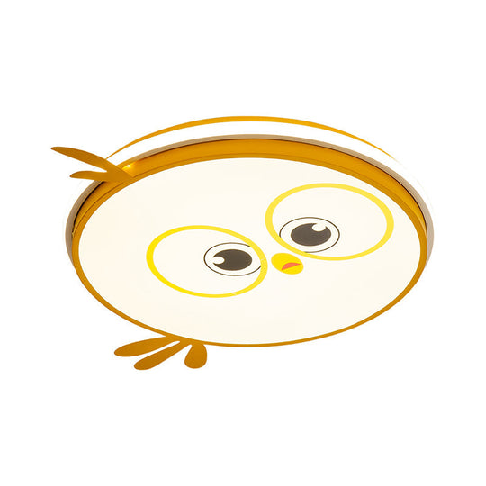 Modern LED Flush Ceiling Light for Kid's Room with Colorful Chick Face Design