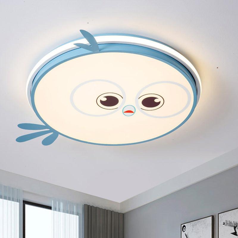 Modern LED Flush Ceiling Light for Kid's Room with Colorful Chick Face Design
