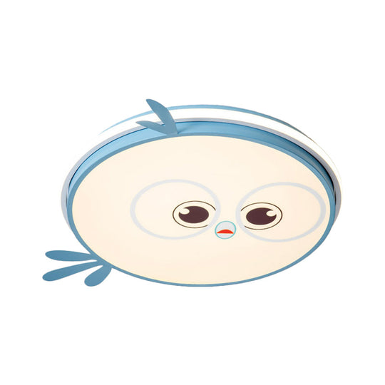 Modern LED Flush Ceiling Light for Kid's Room with Colorful Chick Face Design