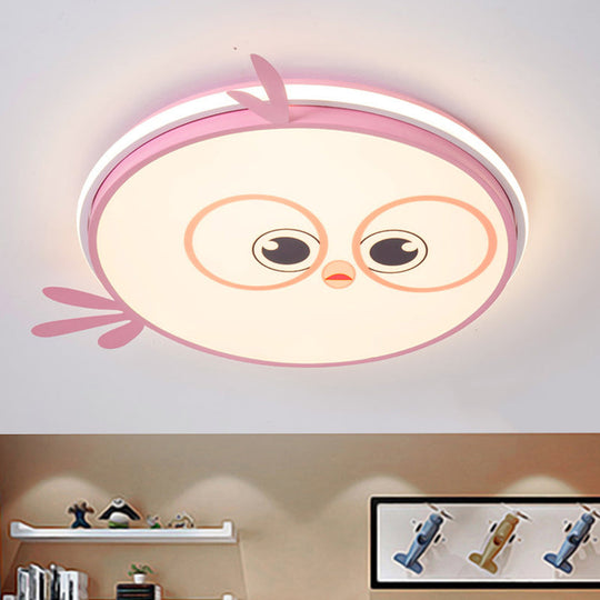 Modern LED Flush Ceiling Light for Kid's Room with Colorful Chick Face Design