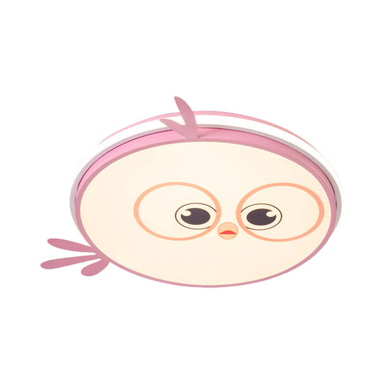 Modern LED Flush Ceiling Light for Kid's Room with Colorful Chick Face Design