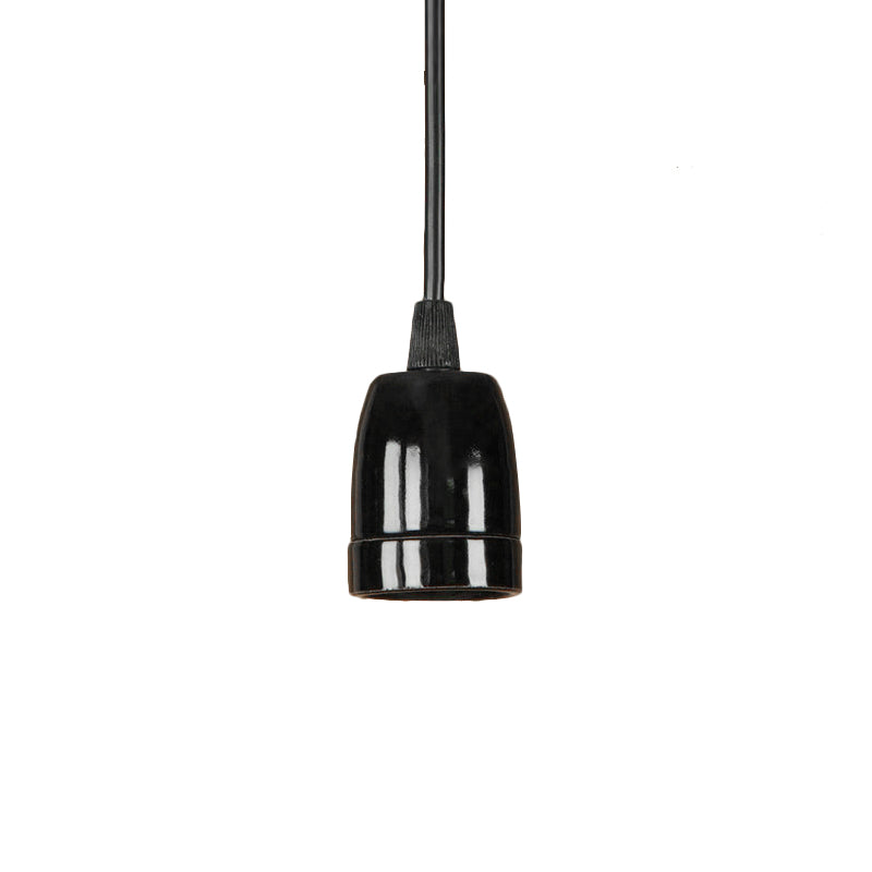 Retro Style 1-Head Mini Pendant Light: Adjustable Cord Black/Red Ceramic Ceiling Hanging Black