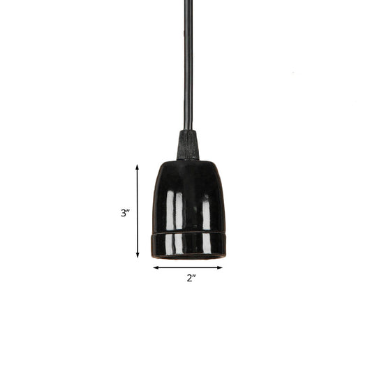 Retro Style 1-Head Mini Pendant Light: Adjustable Cord Black/Red Ceramic Ceiling Hanging