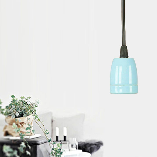 Retro Style 1-Head Mini Pendant Light: Adjustable Cord Black/Red Ceramic Ceiling Hanging Blue