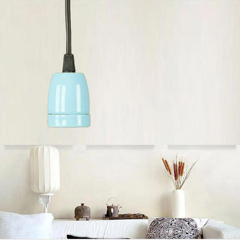 Retro Style 1-Head Mini Pendant Light: Adjustable Cord Black/Red Ceramic Ceiling Hanging