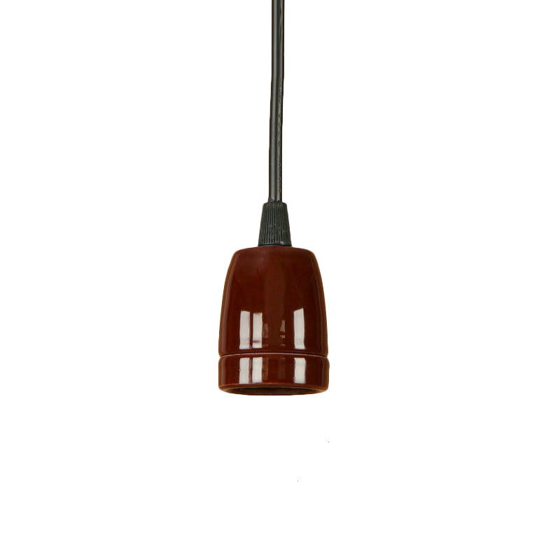 Retro Style 1-Head Mini Pendant Light: Adjustable Cord Black/Red Ceramic Ceiling Hanging Brown