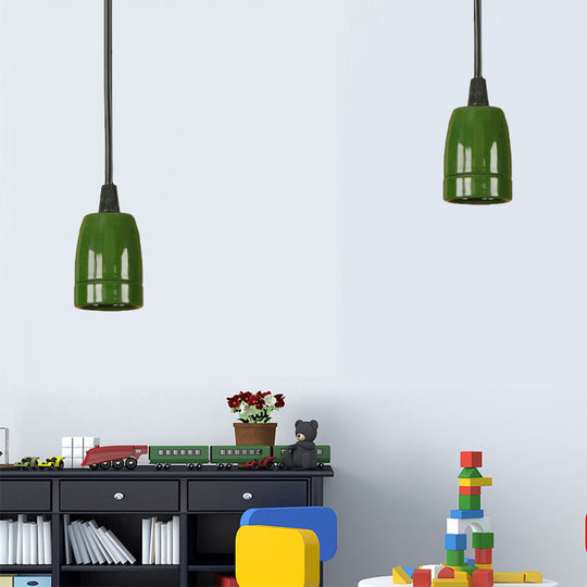 Mini suspension de style rétro - Cordon réglable, plafonnier en céramique noir/rouge