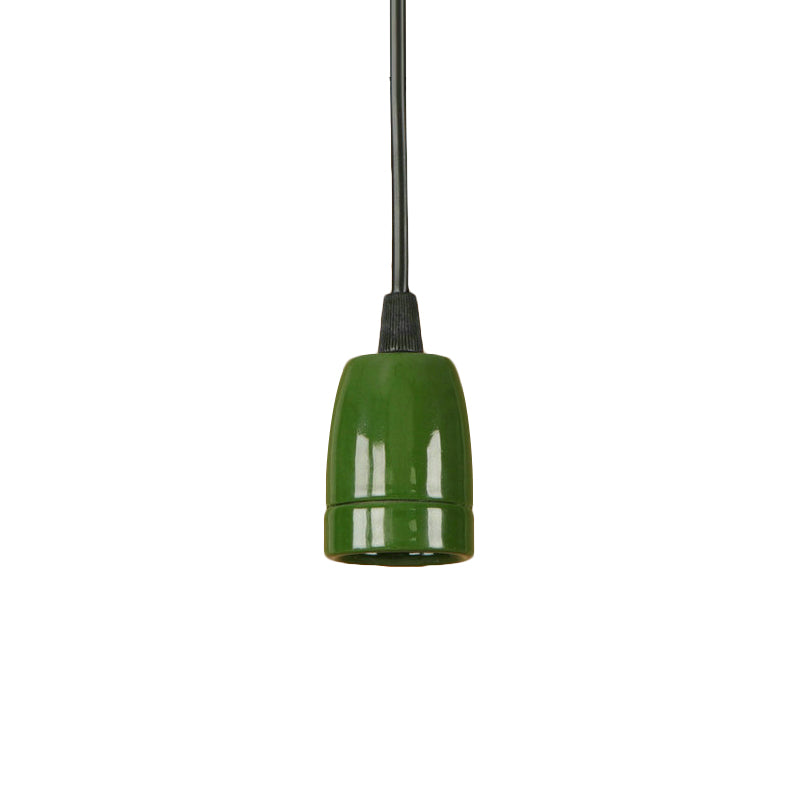 Retro Style 1-Head Mini Pendant Light: Adjustable Cord Black/Red Ceramic Ceiling Hanging