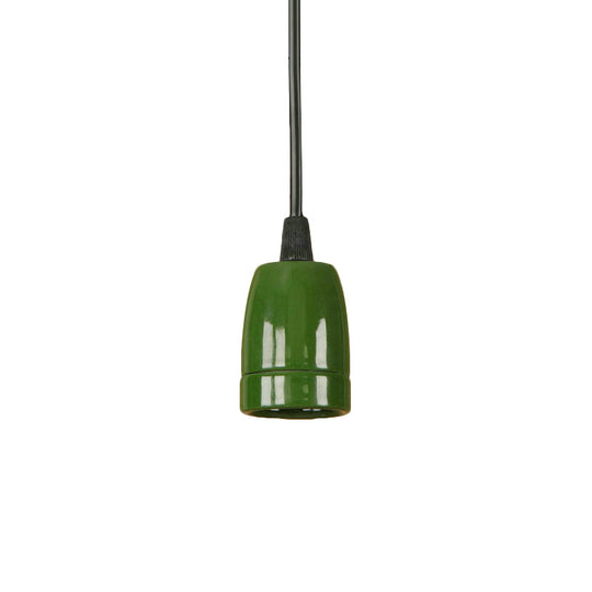 Retro Style 1-Head Mini Pendant Light: Adjustable Cord Black/Red Ceramic Ceiling Hanging