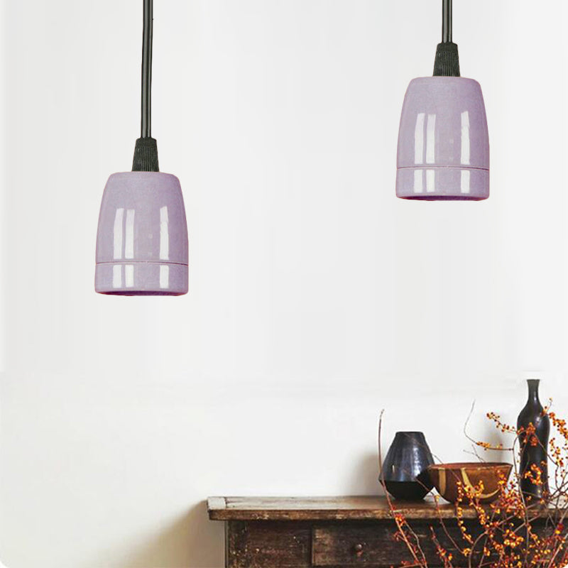 Retro Style 1-Head Mini Pendant Light: Adjustable Cord Black/Red Ceramic Ceiling Hanging