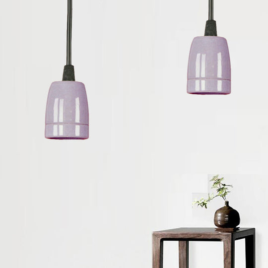 Retro Style 1-Head Mini Pendant Light: Adjustable Cord Black/Red Ceramic Ceiling Hanging