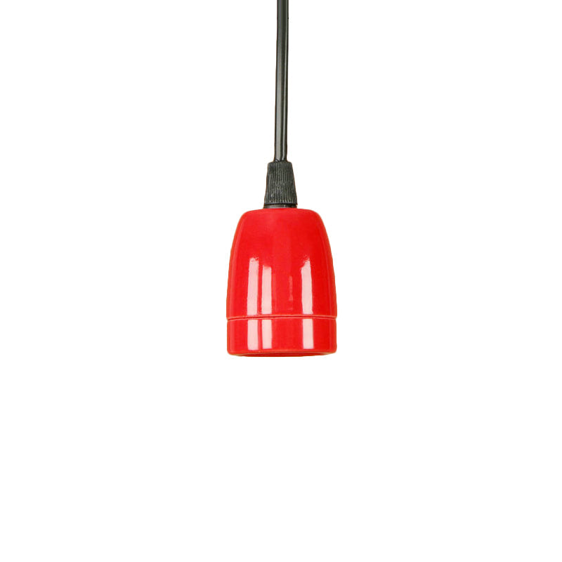 Retro Style 1-Head Mini Pendant Light: Adjustable Cord Black/Red Ceramic Ceiling Hanging Red