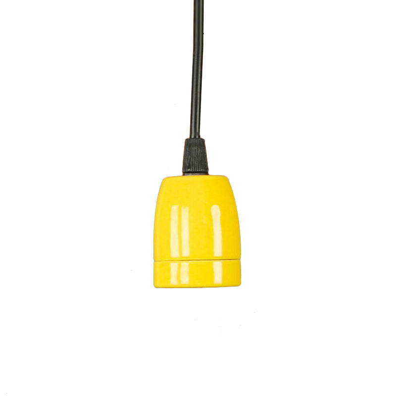Retro Style 1-Head Mini Pendant Light: Adjustable Cord Black/Red Ceramic Ceiling Hanging