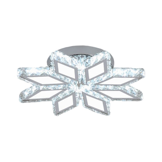 Simplicity LED Chrome Rhombus Ceiling Light with Crystal Block Shade