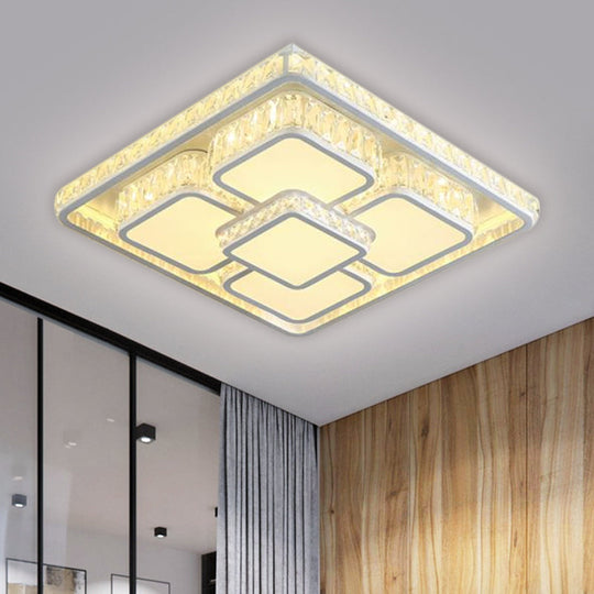 LED Crystal Flush Mount Ceiling Light in Contemporary Style - Choose Warm or Cool White