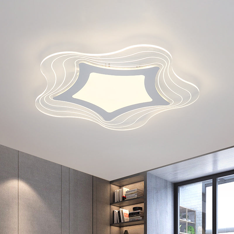 Modern LED Flush Mount Lamp - Acrylic Star/Pentagon Design in White/Warm Light