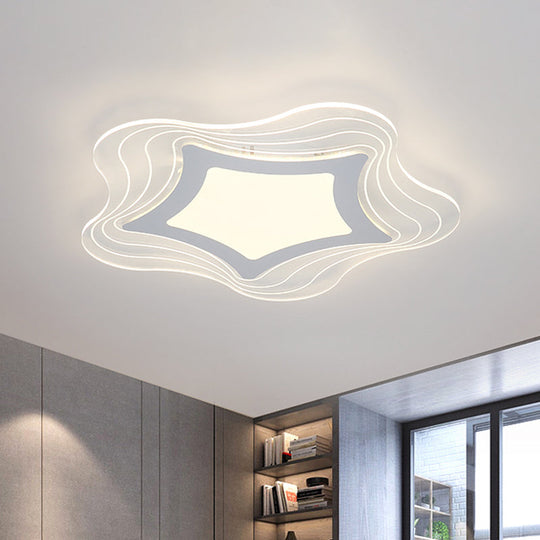Modern LED Flush Mount Lamp - Acrylic Star/Pentagon Design in White/Warm Light