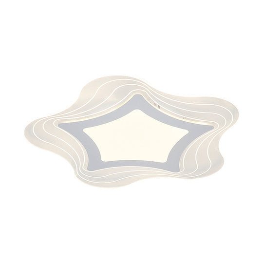 Modern Led Flush Mount Lamp - Acrylic Star/Pentagon Design In White/Warm Light