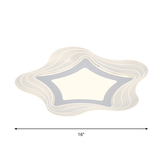 Modern LED Flush Mount Lamp - Acrylic Star/Pentagon Design in White/Warm Light