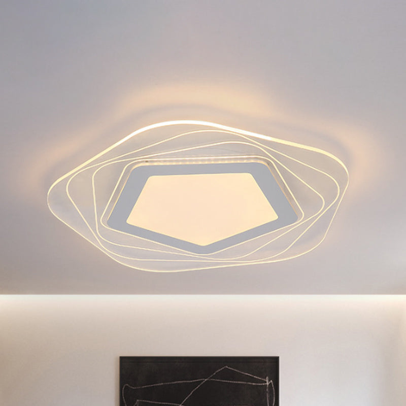 Modern LED Flush Mount Lamp - Acrylic Star/Pentagon Design in White/Warm Light