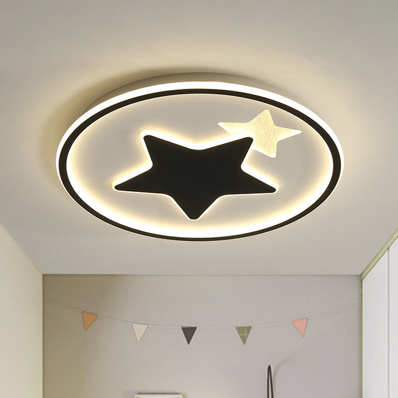 Modern Star Ceiling Light: Acrylic LED Cartoon Lamp in Black/Pink/Blue