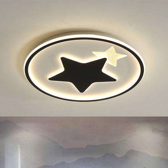 Modern Star Ceiling Light: Acrylic LED Cartoon Lamp in Black/Pink/Blue