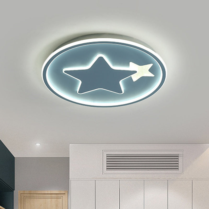 Modern Star Ceiling Light: Acrylic LED Cartoon Lamp in Black/Pink/Blue