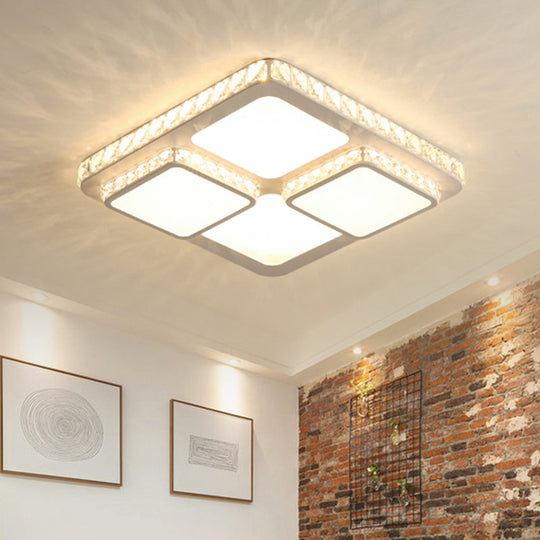 16"/19.5" Minimalist Crystal Block LED Ceiling Lamp in Warm/White Light