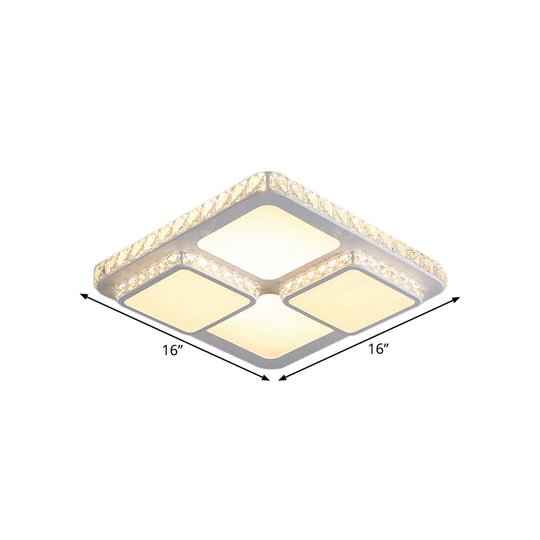 16"/19.5" Minimalist Crystal Block LED Ceiling Lamp in Warm/White Light