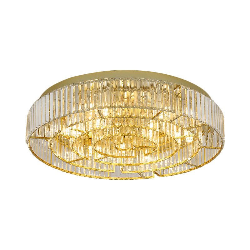 Crystal LED Flush Mount Light: Sleek Black/Gold Rectangular Fixture for Contemporary Ceiling Lighting