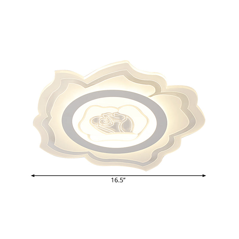 Modern LED White Acrylic Flush Mount Light Fixture with Warm/White Lighting
