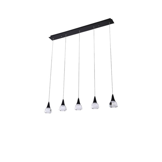 Ludovica - Cluster Conical Drop Pendant Modern Acrylic 5/6-Light Black Hanging Ceiling Light For