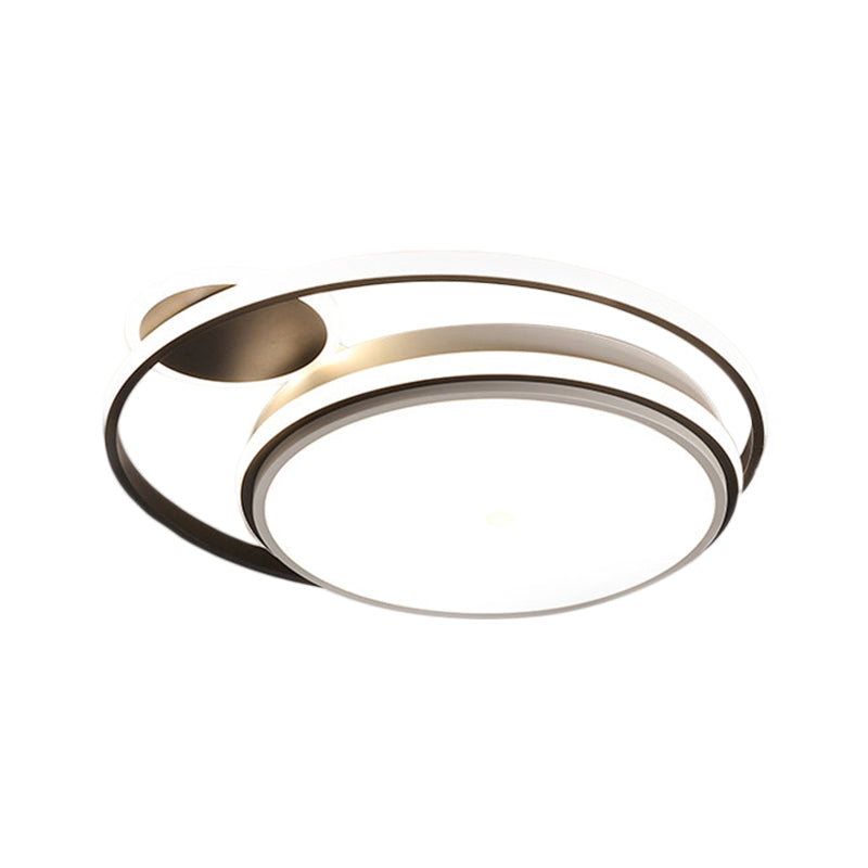 Modern Round Flush Mount Led Lamp In Black With Warm/White Light And Simple Metal Design - 18/21.5