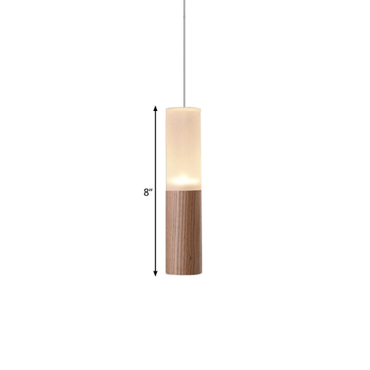 Contemporary Led Pendant Light With Wood Tubular Design For Kitchen Ceiling - Choose 1 5 7 Or 9