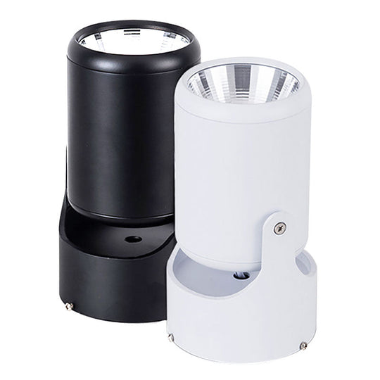 Stylish Mini Semi Flush LED Ceiling Light with Rotatable Metal Cylinder Shade in Black/White for Living Room - Loft