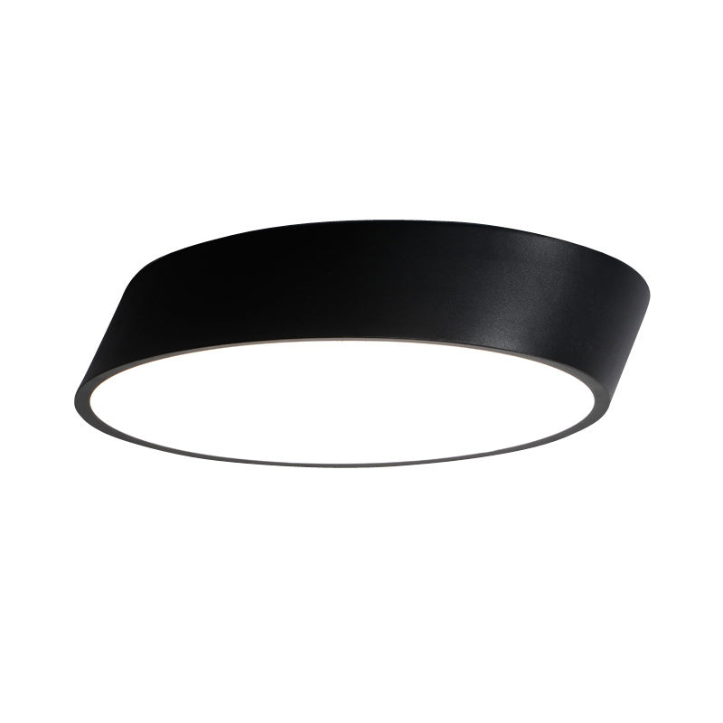 Modernist LED Bedroom Flush Mount Light in White/Black, Inclined Elliptical Design, 10"/16"/19.5" Wide