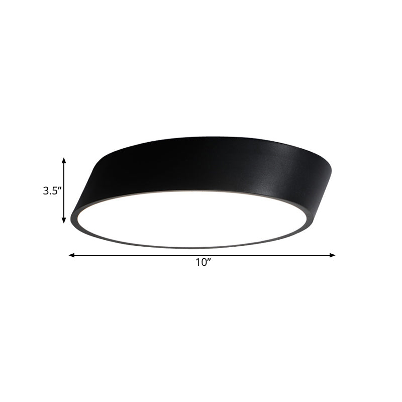 Modernist LED Bedroom Flush Mount Light in White/Black, Inclined Elliptical Design, 10"/16"/19.5" Wide
