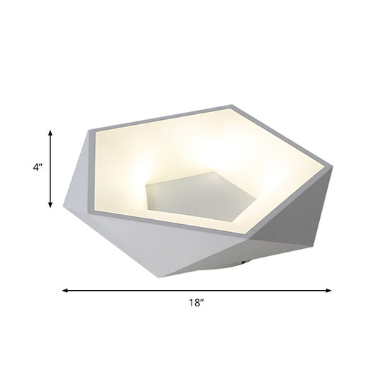 Modern White LED Ceiling Flush Light with Acrylic Diffuser, White/Warm Light, 18"/21.5" Wide