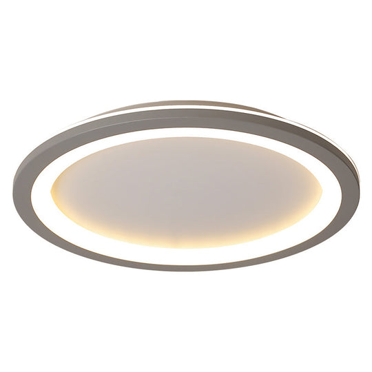 Minimalist Metal LED Grey Flush Mount Light with Acrylic Diffuser in White/Warm Light, 10"/14.5"/19" Wide