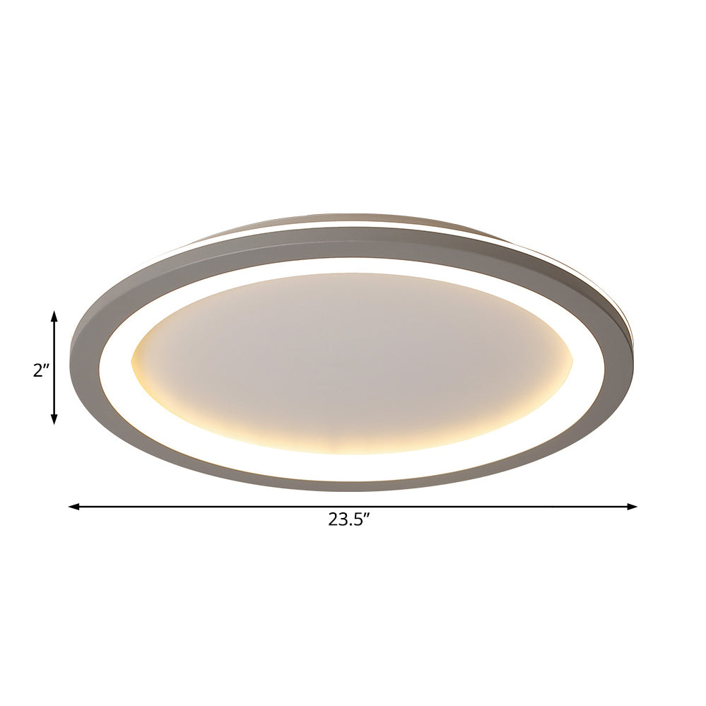Minimalist Metal LED Grey Flush Mount Light with Acrylic Diffuser in White/Warm Light, 10"/14.5"/19" Wide