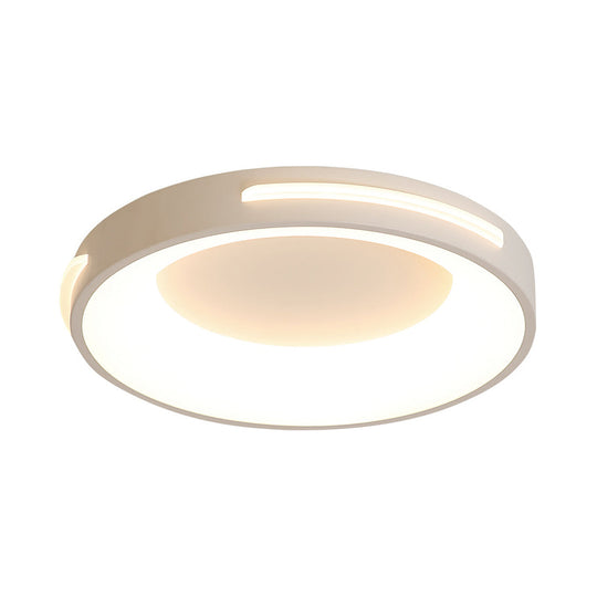 Modern Metal LED Flush Ceiling Light with Acrylic Diffuser - Circle Design in White/Warm Light, Various Sizes