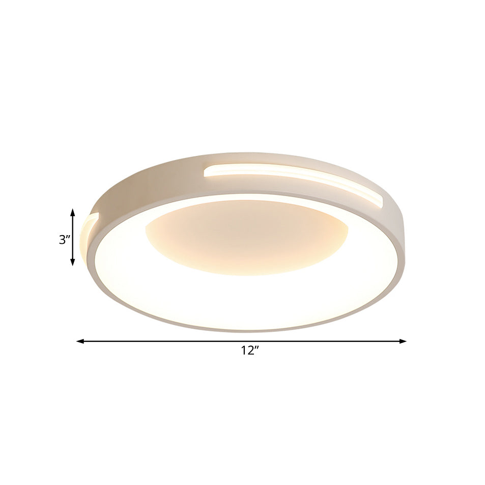 Modern Metal LED Flush Ceiling Light with Acrylic Diffuser - Circle Design in White/Warm Light, Various Sizes