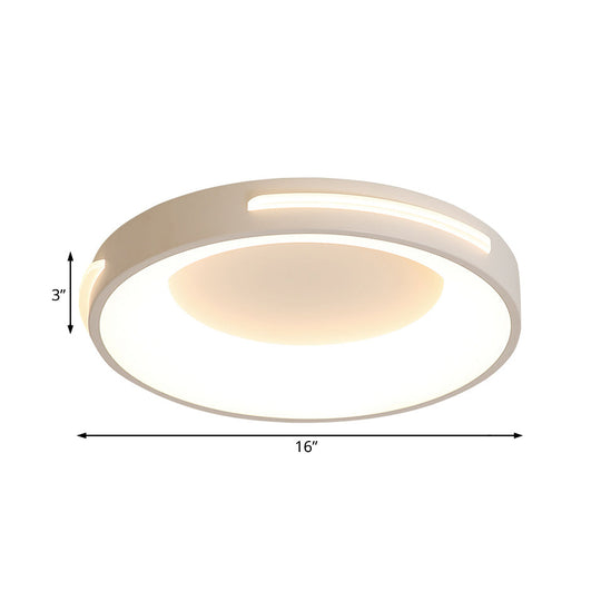 Modern Metal LED Flush Ceiling Light with Acrylic Diffuser - Circle Design in White/Warm Light, Various Sizes