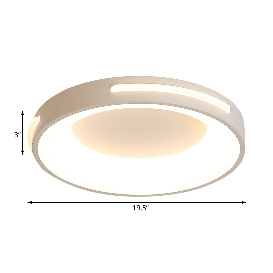 Modern Metal LED Flush Ceiling Light with Acrylic Diffuser - Circle Design in White/Warm Light, Various Sizes